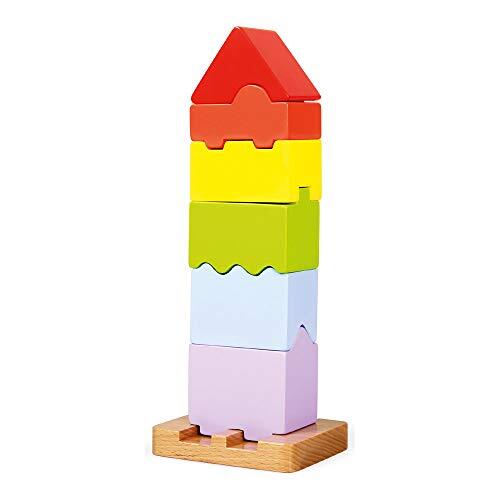 Bino stapeltoren Huis junior 7 x 9 x 23 cm hout 7 delig