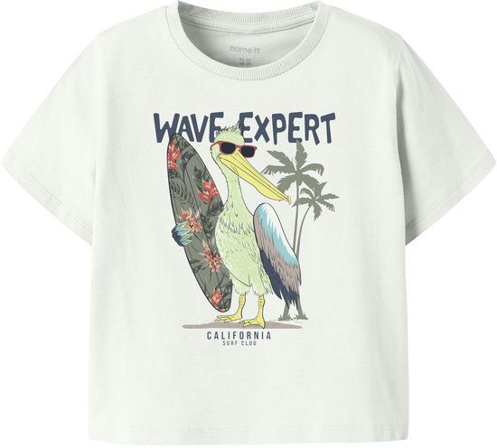 NAME IT Jongens T-shirt katoen 95% elastaan 5% wit maat 98