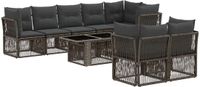vidaXL Tuinbank - Set - 8 - st - Grijs - poly - rattan
