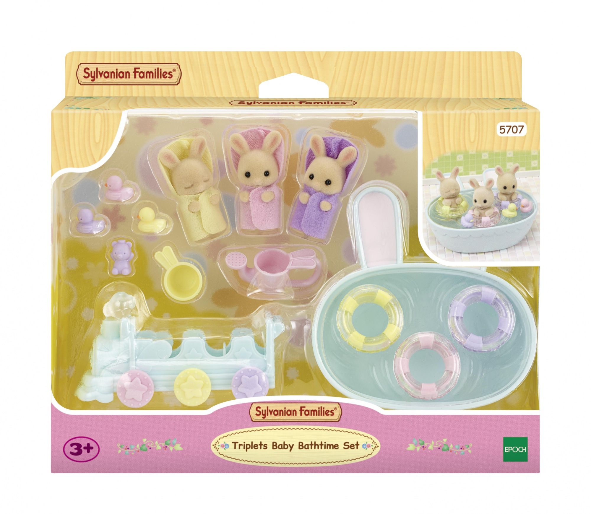 Sylvanian Families Drieling Baby Crème Konijn Badspeelset - Speelgoed figuurset