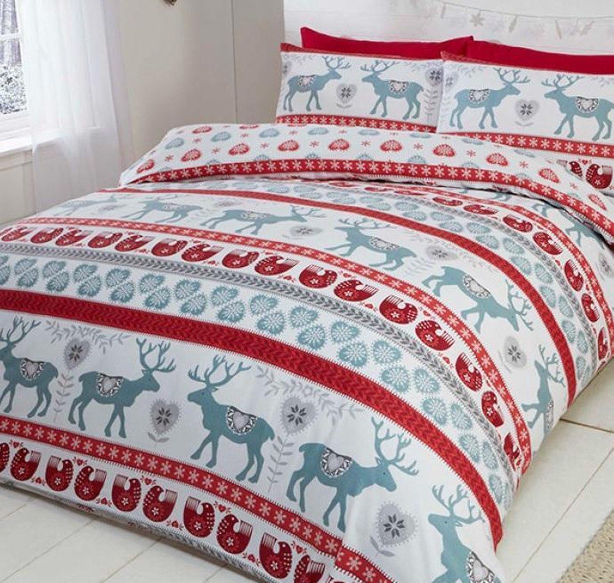 BlijeKids Dekbedovertrek Scandi flanel rood - 2 persoons