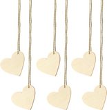PartyDeco Houten Hartje Naamkaartjes/Plaatskaartjes - Bruiloft - 20 stuks - Bruin - 6 x 5 cm