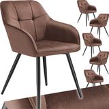 tectake® Eetkamerstoelen Marilyn - Set van 6 - Bruin