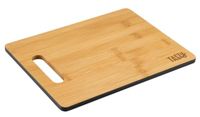 Tasty Bamboe-snijplank, 25,7 x 0,9 cm, ideaal voor het snijden van brood, fruit, groenten, alle soorten snijgoed, met gekleurde rand en greepgat, bruin/grijs