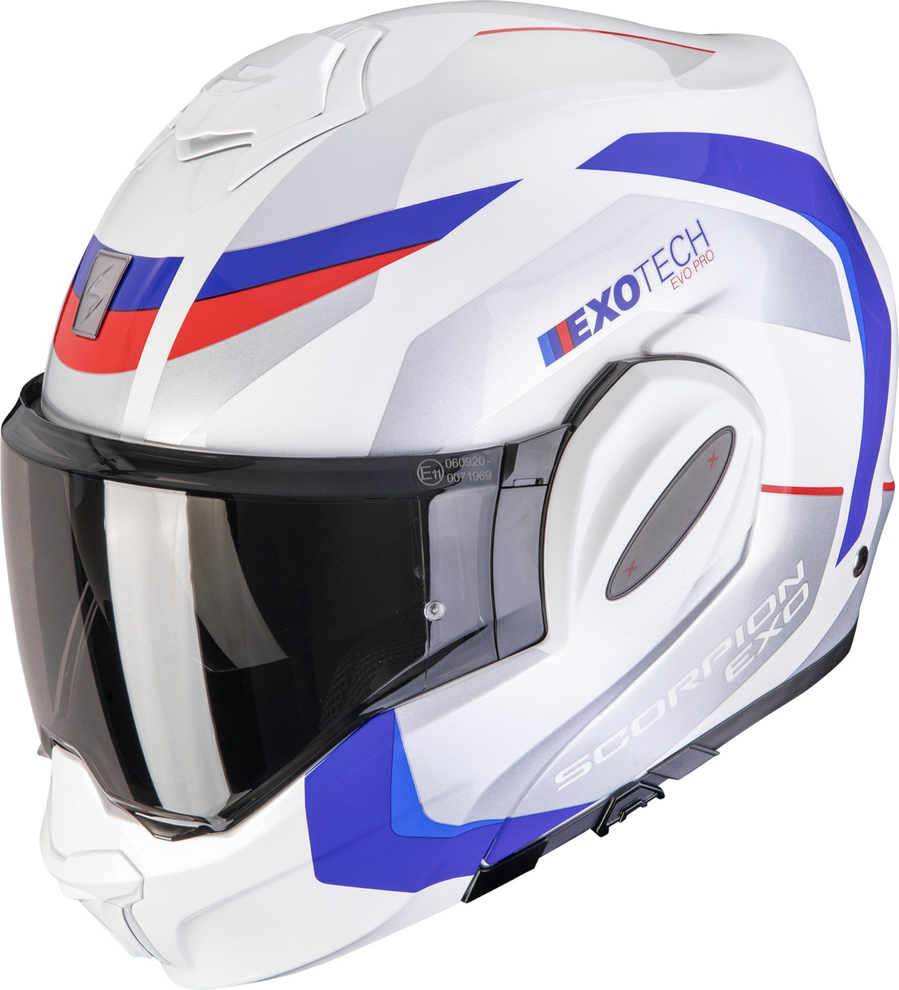 Scorpion Exo-Tech Evo Pro Acuti Opklapbare helm - Wit/blauw/rood - XS