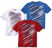 ATLAS FOR MEN - Set van 3 T-shirts Intense Sport Heren 3XL Blauw, Rood, Wit