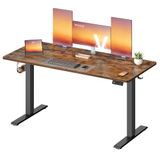 VASAGLE In hoogte verstelbaar elektrisch bureau, zittend, statafel, zitherinnering, geheugenfunctie, 4 hoogtes, thuiswerk, 140 x 60 cm, rustiek bruin LSD314KD03