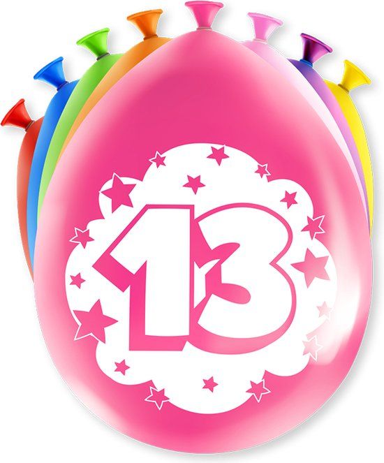 Happy party balloons - 8 pieces - Multi - 13 years