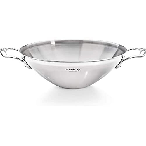 de Buyer Wok, roestvrij staal, zilver, 32 cm