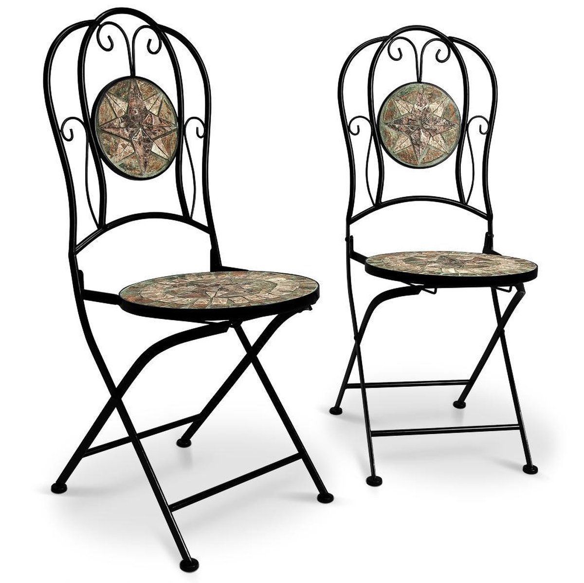 deuba Mozaïek Bistrostoelen - 2 stuks - Zwart - 45 cm - Inklapbaar