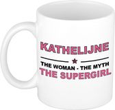 Bellatio Decorations naam cadeau mok - Kathelijne - Woman Myth Supergirl - koffiemok - 300 ml - collega - moederdag