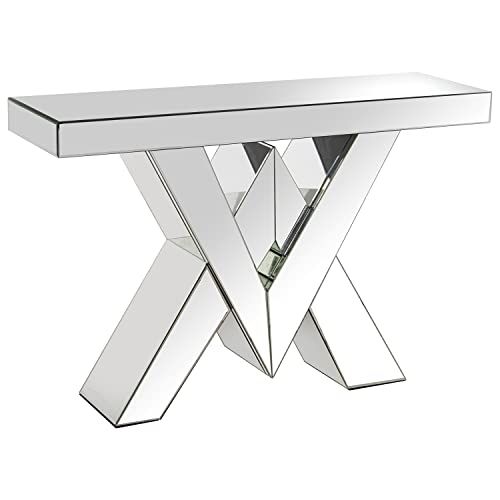 DRW Moderne ingangstafel met spiegels, 120 x 36 x 80 cm, hoog, poten 72 cm