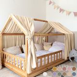 LILIMAUS Lit cabane baldaquin - baldaquin pour lit cabane - 67,5 x 270 cm - mousseline de coton - crème
