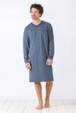 Hajo Blauw katoenen heren nachthemd - Blauw - Maat 58
