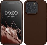 kwmobile Case voor iPhone 15 Pro - Slank TPU-Hoesje met Zachte Afwerking - In chocoladebruin