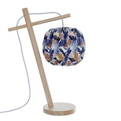 LUSSIOL 233870 Tafel- en bedlamp - Hout, blauw, geel - E14