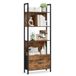 VASAGLE Boekenkast met 5 niveaus, hoekplank met lade, stalen frame | Ladderplank, industrieel design, voor woonkamer, 24 x 60 x 165 cm, Vintage Bruin en Zwart, BARNET Collectie LLS147B01