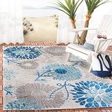 Safavieh Cabana Collection Modern tapijt voor binnen en buiten, machinewasbaar en antislip, laagpolig, grijs en blauw, 120 x 180 cm