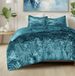 Comfort Spaces Juliette Luxe dekbedset, omkeerbaar tussen behaaglijk fluweel en zacht geborstelde microvezel, pluizige dekbedset, bijpassende sierkussenhoes, groenblauw, twin/twin XL, 2-delig
