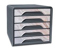 CEP Archiefkast Module Organizer 5 Laden Opslag Documenten Bureau Smoove Mineraal Grijs Storm Print Marmer Roze