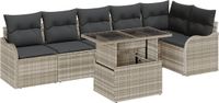 vidaXL Bankstel 7-zits Lichtgrijs Polywood Hoek loungeset