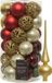 Bellatio Decorations Kaemingk B.V. Kunststof kerstballen 37x st - rood/goud/parel/groen - 6 cm - met glazen piek