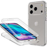 Apple iPhone 17 Pro Max - housse etui silicone gel 360 integrale + verre trempe - TRANSPARENT