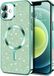 Techsuit Hoesje geschikt voor Apple iPhone 16 Plus - Luxury Glitter Back Cover - Geschikt voor MagSafe - Lichtgroen