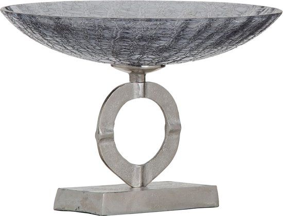 Middenstuk 33 x 33 x 24 cm Kristal Grijs Metaal Zilver