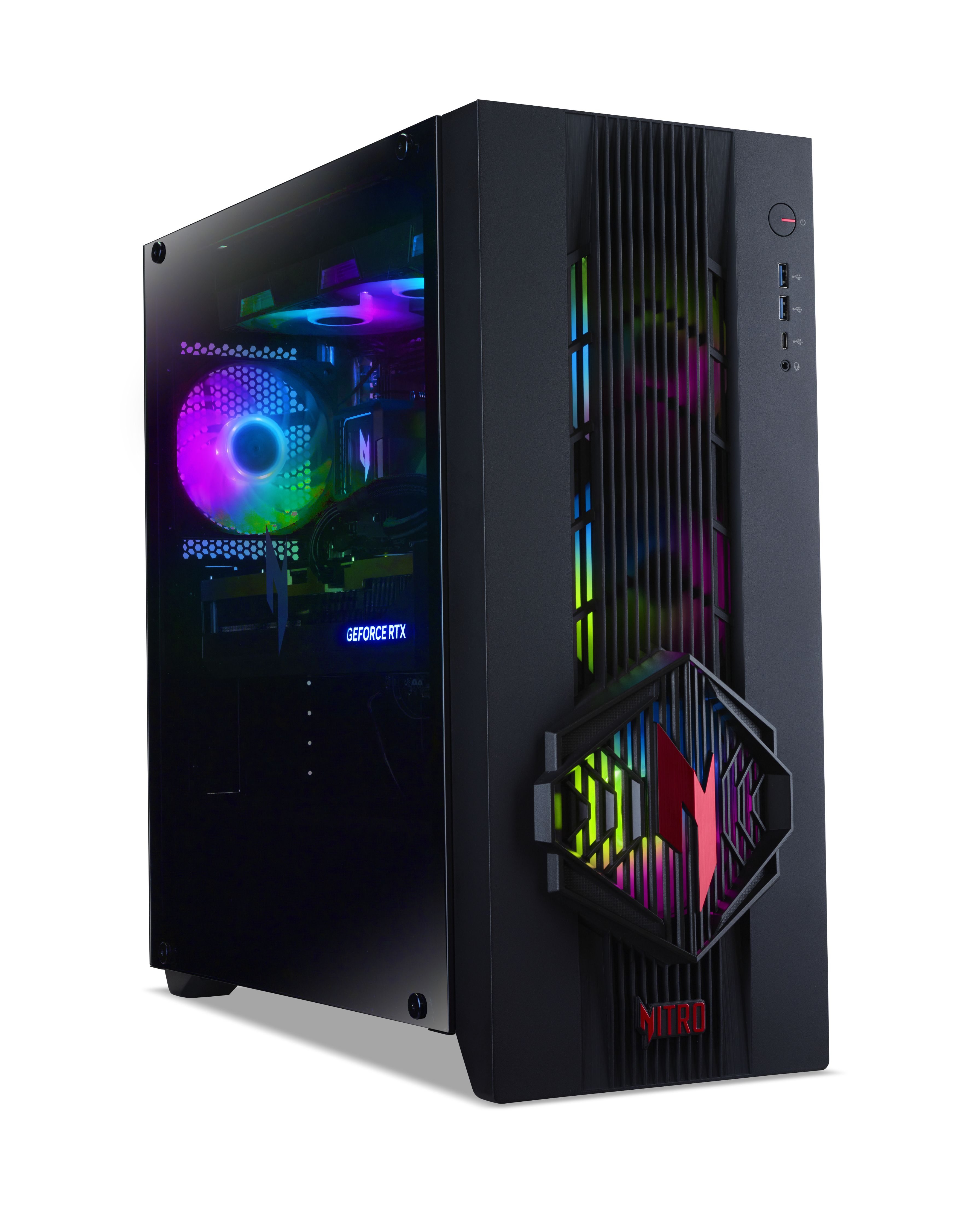 Acer NITRO N70X3D-100 A7957 AMD Ryzen 7 9800X3D 32GB DDR5 1TB SSD NVIDIA GeForce RTX 5070 Windows 11 Home Desktop PC Zwart