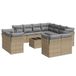 vidaXL 11-delige Tuinset met Kussens, Poly Rattan, Beige