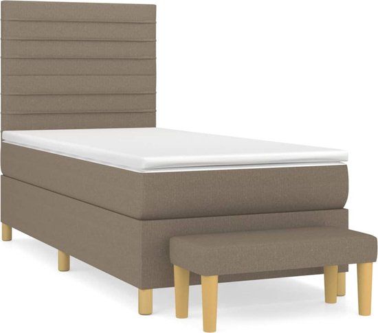vidaXL Boxspring met matras, stof, taupe, 80x200 cm
