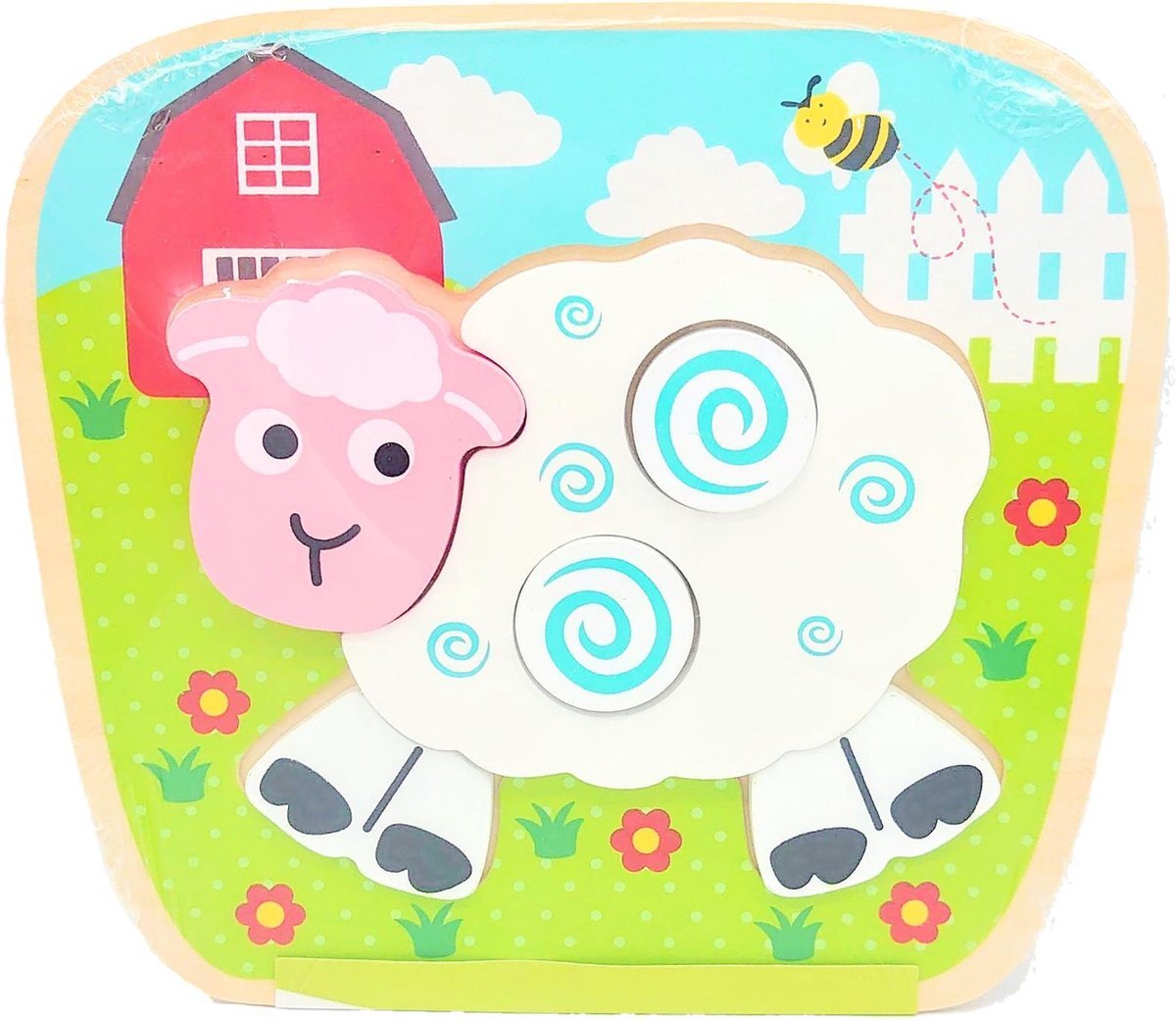 Simply for Kids Houten Vormenpuzzel Schaap - - My First Puzzel - Vanaf 1 jaar