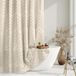 TURKIO Beige Boho douchegordijn - 72 x 72 moderne boerderij, Boheemse chique getuft Chevron getextureerde gestreepte minimalistische geweven stof schattig beige/crème