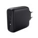 Watio Wave Oplader: wandlader met 2 USB-C-poorten, vermogen 65 W, compact en zwart design, ideaal voor op reis en snel opladen