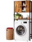 Merkloos Wasmachine rek - 170x64x27 cm - met kast - bruin-zwart