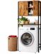 Merkloos Wasmachine rek - 170x64x27 cm - met kast - bruin-zwart
