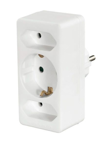 Hama 3-Way Multi-Plug Adapter - Type F - Universal - White