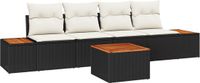 vidaXL Tuinbank Set 5-delig Zwart Polyrattan