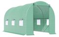 Serre tunnel 4,5 x 2 x 2 mètres Cadre renforcé en tube d'acier galvanisé (1,8 cm) 6 fenêtres 1 porte Vert olive