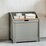 Bath Vida Priano Badkamer Waskist, Grijs & Eiken, Ruimtebesparende Opbergruimte, 58 H x 56 B x 38 D cm