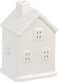 Relaxdays waxinelichthouder huisje, voor 1 theelichtje, HBD: 12 x 7,5 x 6 cm, theelichthuisje, tafeldecoratie, wit