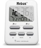 Mebus White Battery-Powered Travel Alarm Clock with Temperature Display