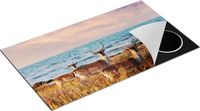 Chefcare Inductie Beschermer Drie Herten aan de Zee tijdens Zonsondergang - 90x55 cm - Multicolor