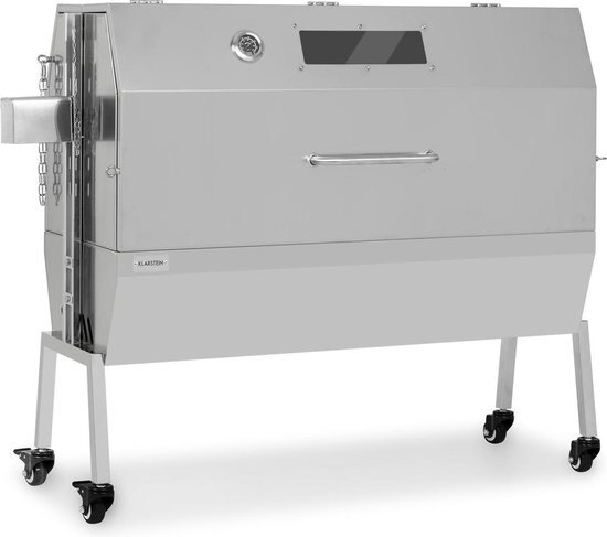 Klarstein Sauenland Pro XL barbecue en draaispit - Rotisserie voor varken - Met deksel - Varken aan het spit - 4 wieltjes en 2 remmen - Speenvarkengrill - BBQ - Roestvrij staal