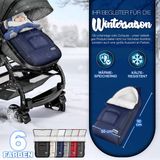 KIDUKU Wintervoetenzak voor kinderwagen buggy - Babyvoetenzak wasbaar | Voetenzak babyschaal met ritssluiting & tas, blauw