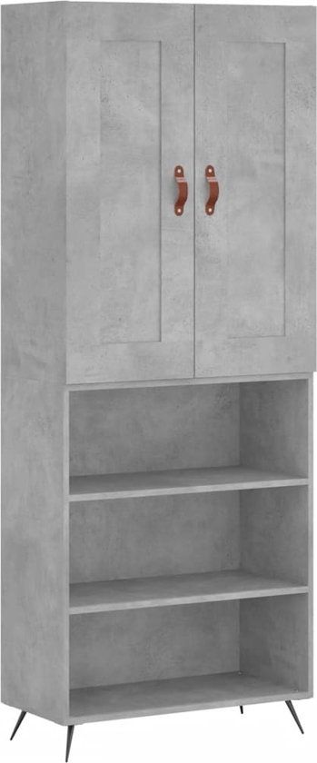 vidaXL Hoge kast 69,5x34x180 cm bewerkt hout betongrijs