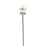 Mopec Parelnaald met strass-basis, 48 stuks, metaal, parelmoer, 1,00 x 1,00 x 7,20 cm