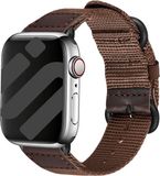 Strap-it Canvas/Nylon Bandje – Bruin – Geschikt voor Apple Watch 44/45/46/49mm