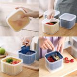 Sans marque Contenant de conservation alimentaire avec tamis (13 x 12 x 9 cm), boîte de rangement réfrigérateur sans BPA, organisateur de cuisine réglable à 2 compartiments pour conserver fruits, légumes, salade (lot de 2)
